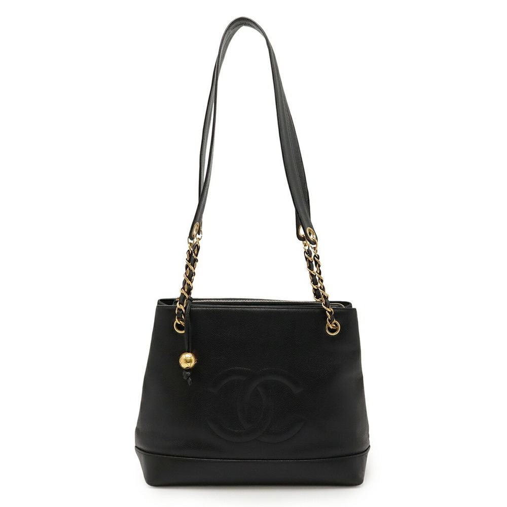 CHANEL Black Caviar Leather Logo Shoulder Bag - Picture 1 of 10